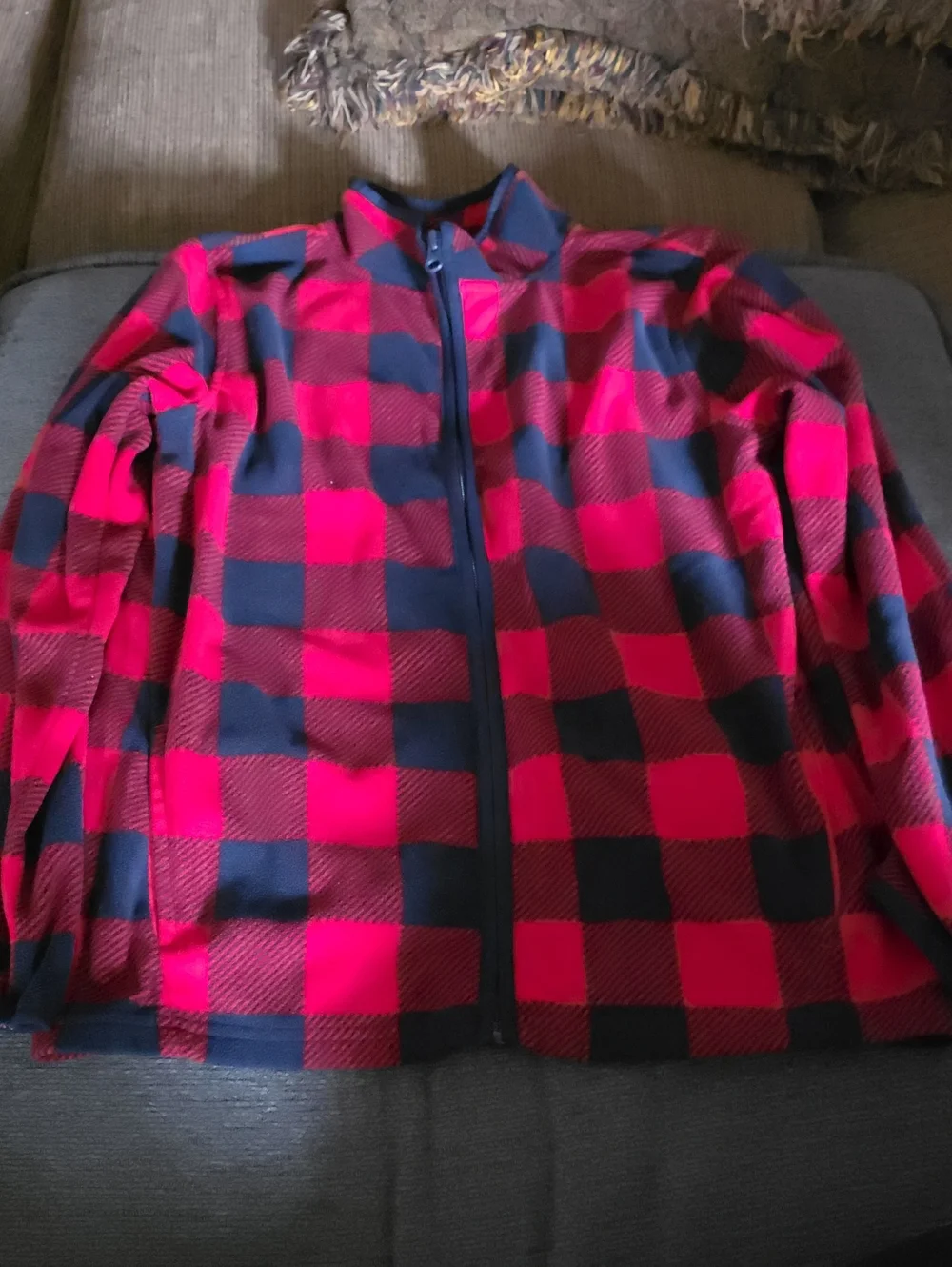 OshKosh B'gosh Red & Navy Buffalo Check Zip Jacket